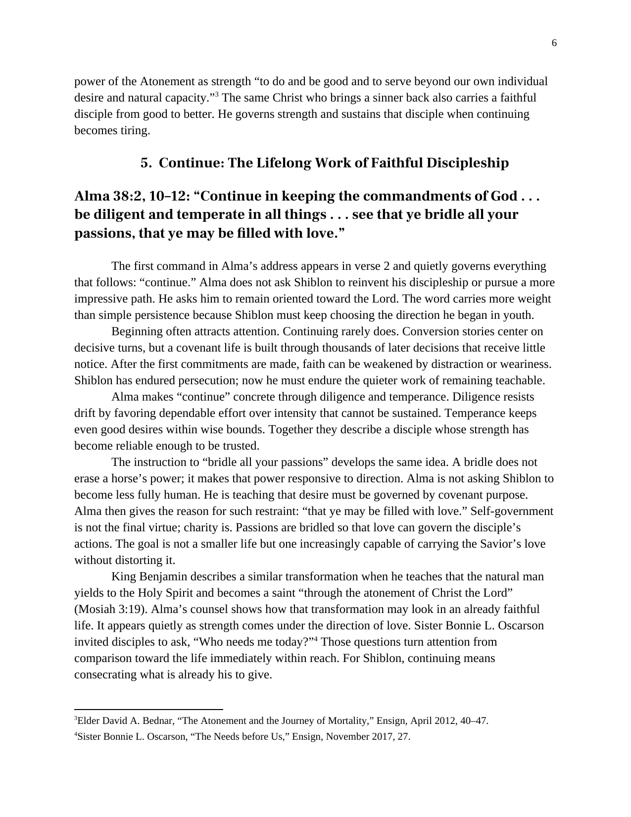 Alma’s Counsel to Shiblon: The Faithful Middle and Continuing in Christ, page 6 of 11