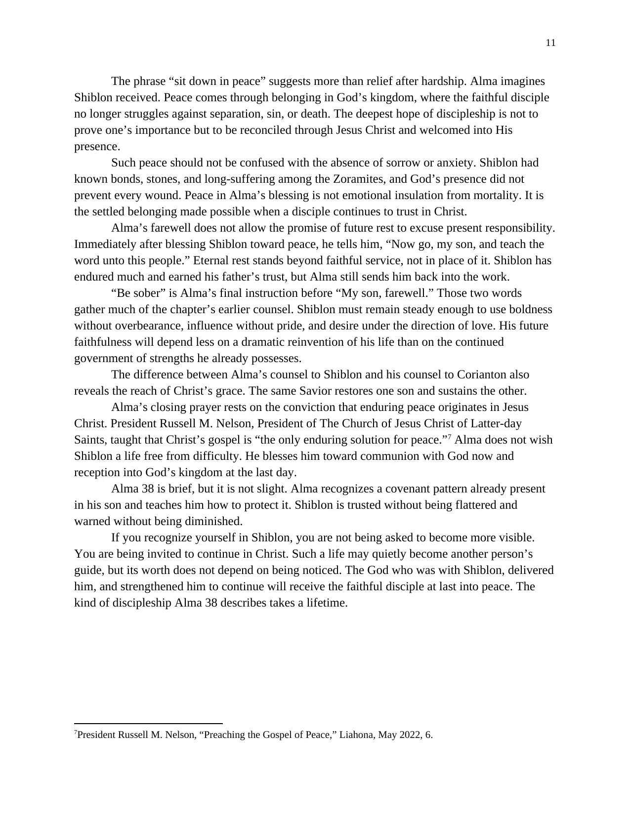 Alma’s Counsel to Shiblon: The Faithful Middle and Continuing in Christ, page 11 of 11