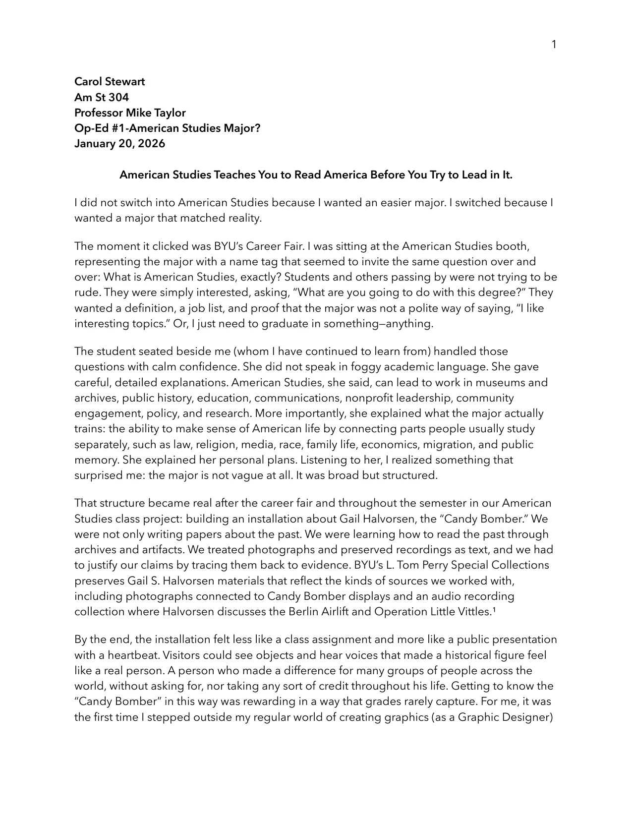 American Studies Teaches You to Read America Before You Try to Lead in It, page 1 of 4