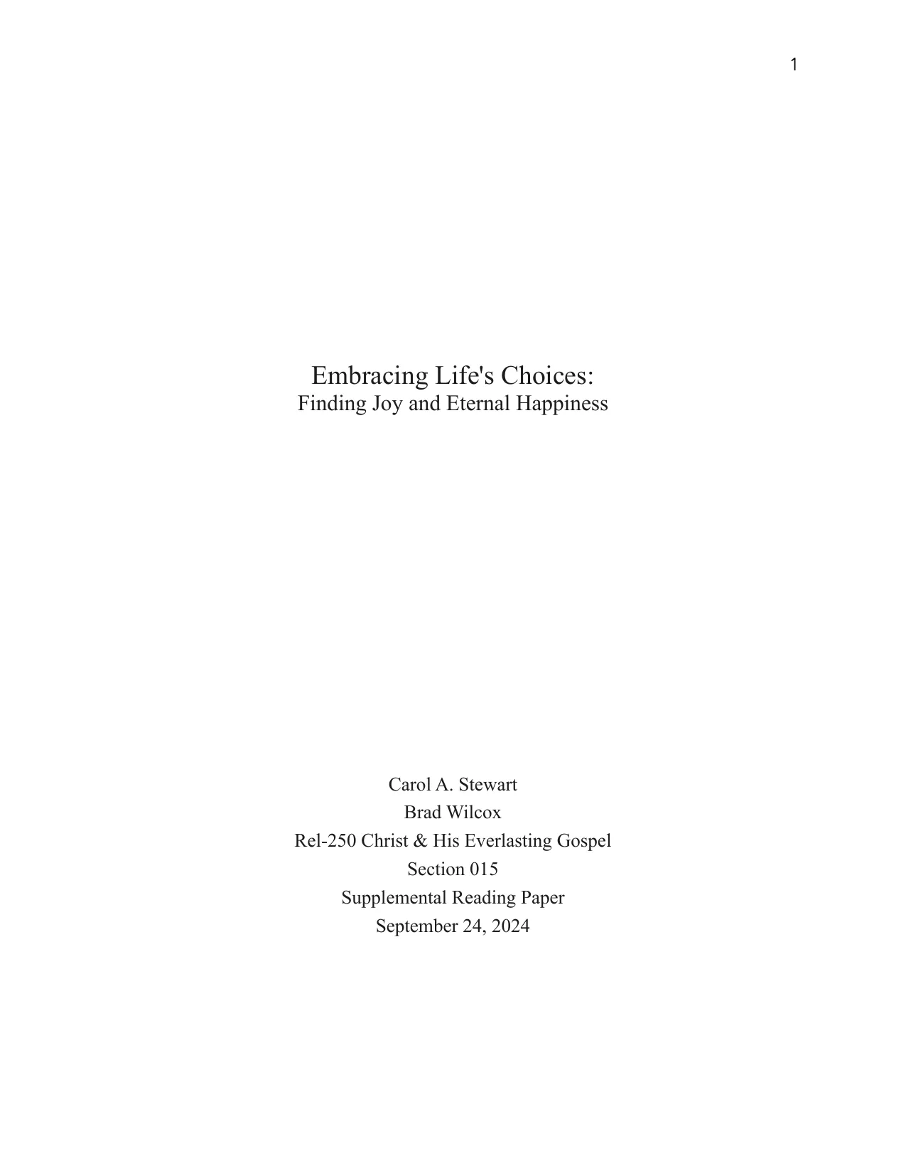 Embracing Life’s Choices: Finding Joy and Eternal Happiness, page 1 of 5