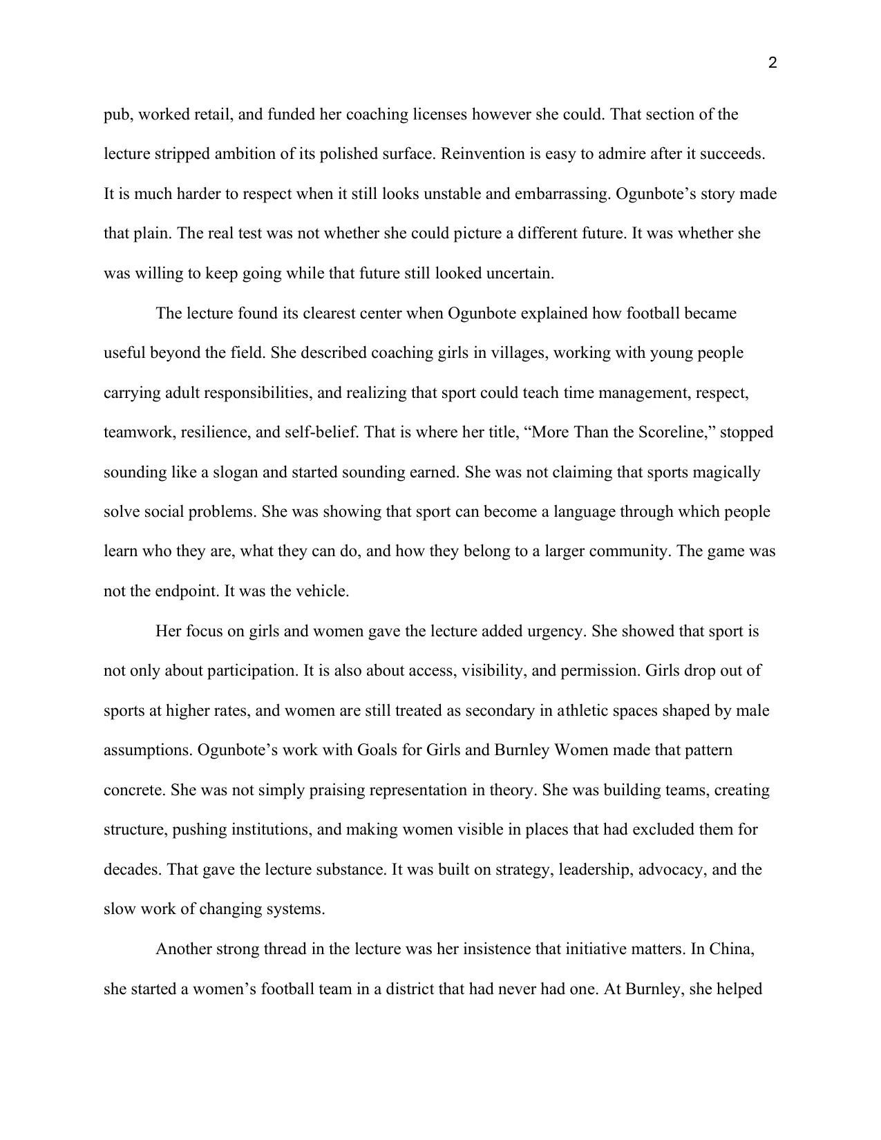 Lola Ogunbote: More Than the Scoreline, page 2 of 3