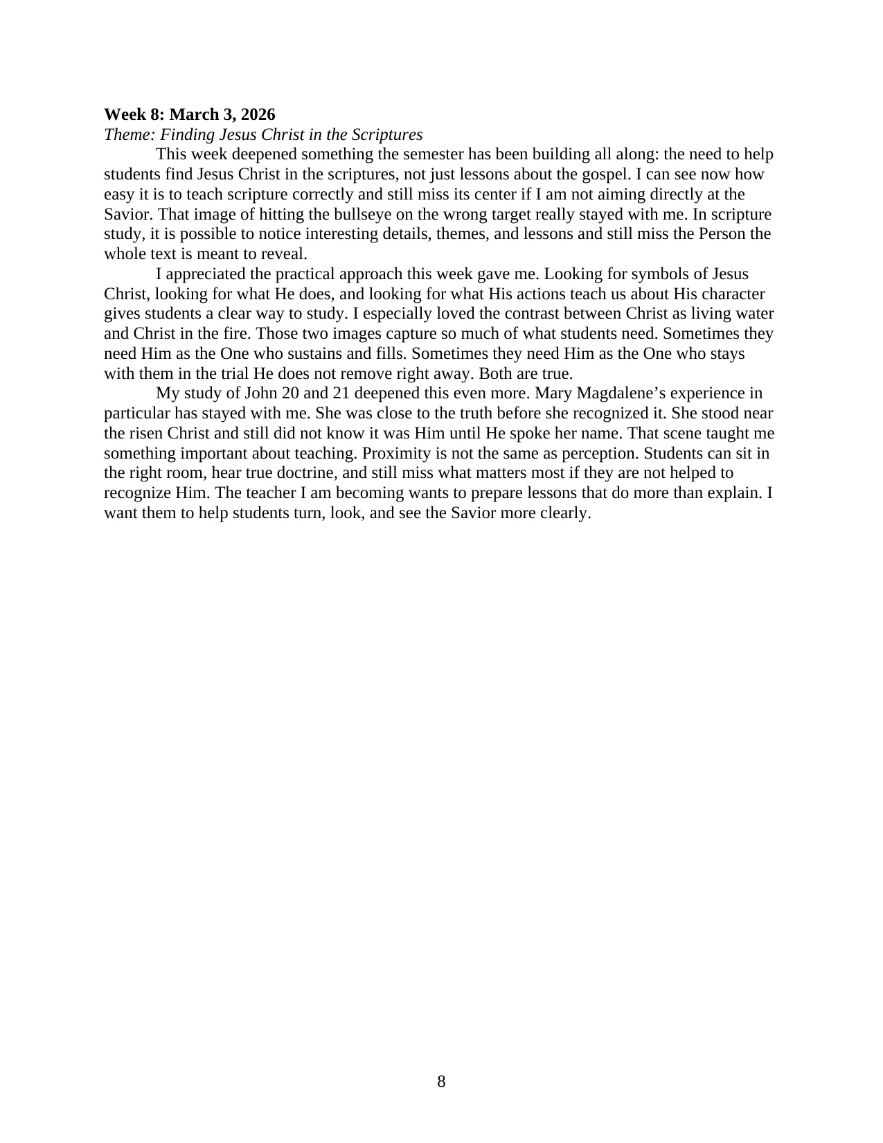 Teaching Journal, page 8 of 12