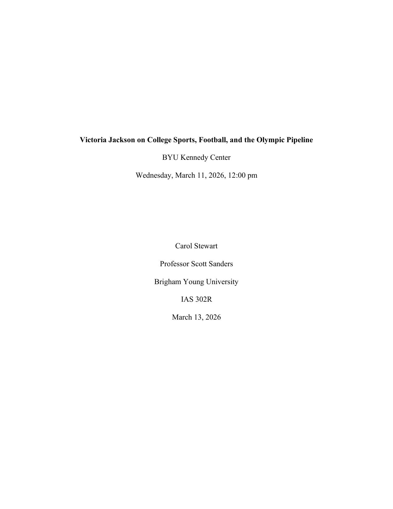Victoria Jackson on College Sports, Football, and the Olympic Pipeline, page 1 of 3
