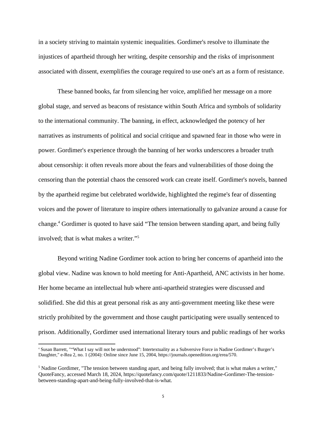 Words as Catalysts: The Indelible Legacy of Nadine Gordimer, page 5 of 21