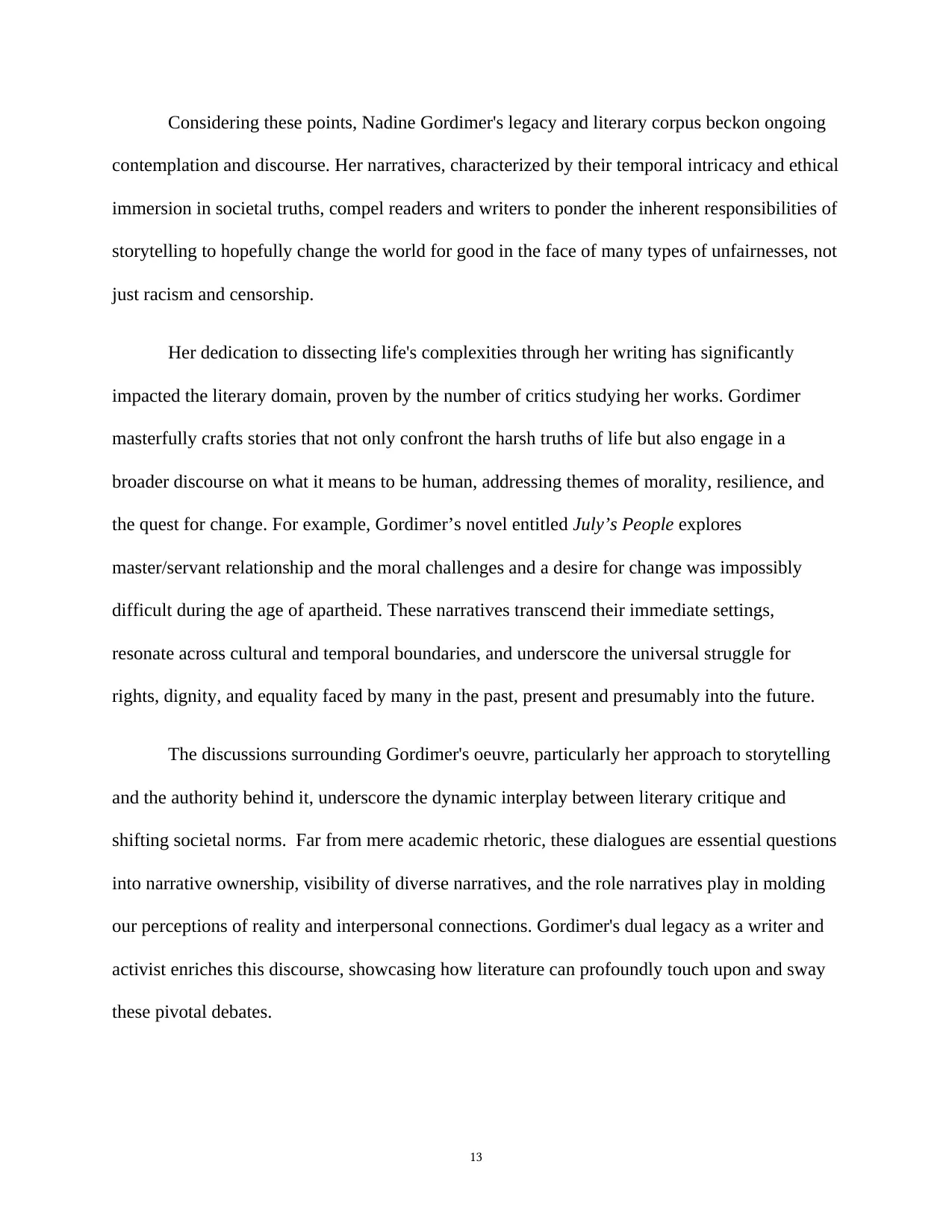 Words as Catalysts: The Indelible Legacy of Nadine Gordimer, page 13 of 21