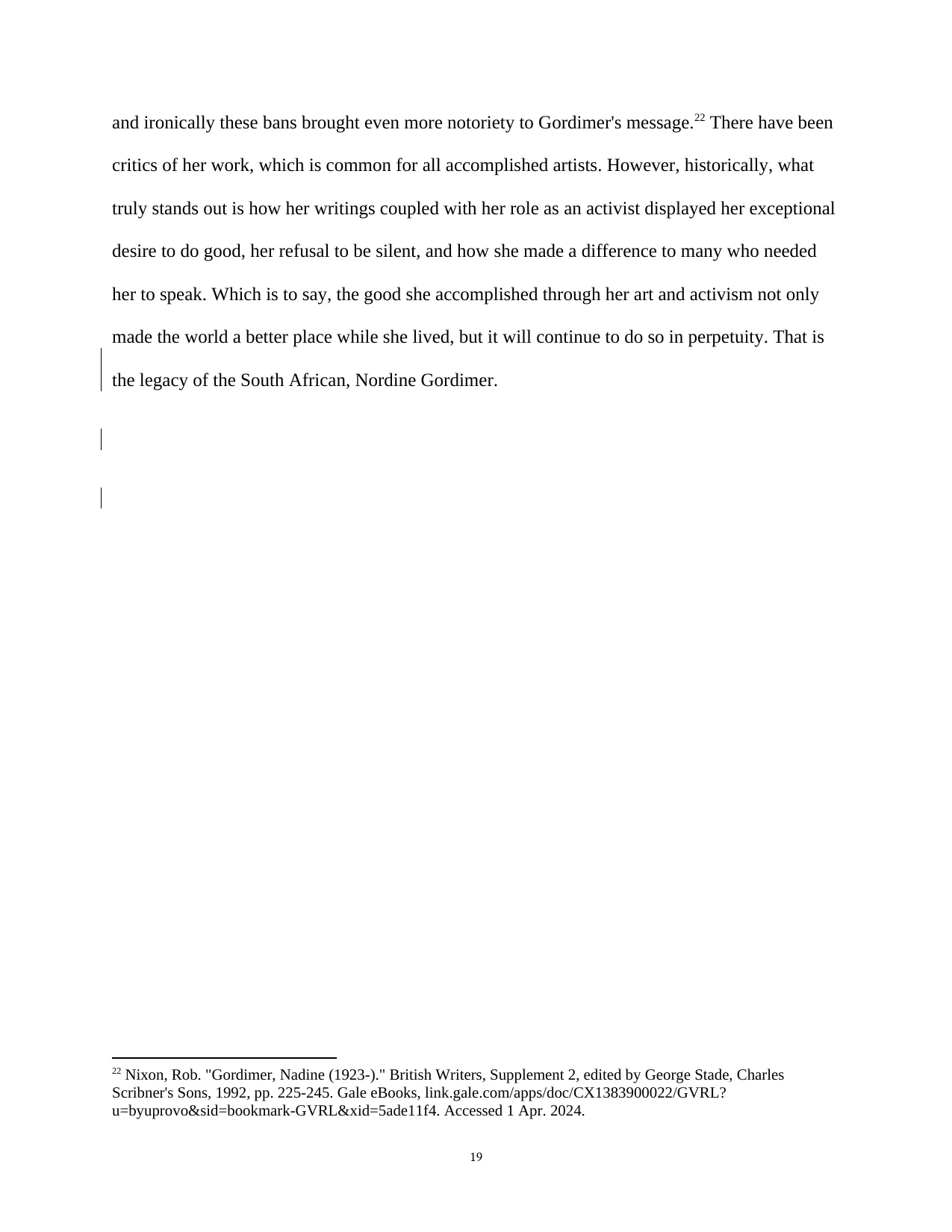 Words as Catalysts: The Indelible Legacy of Nadine Gordimer, page 19 of 21
