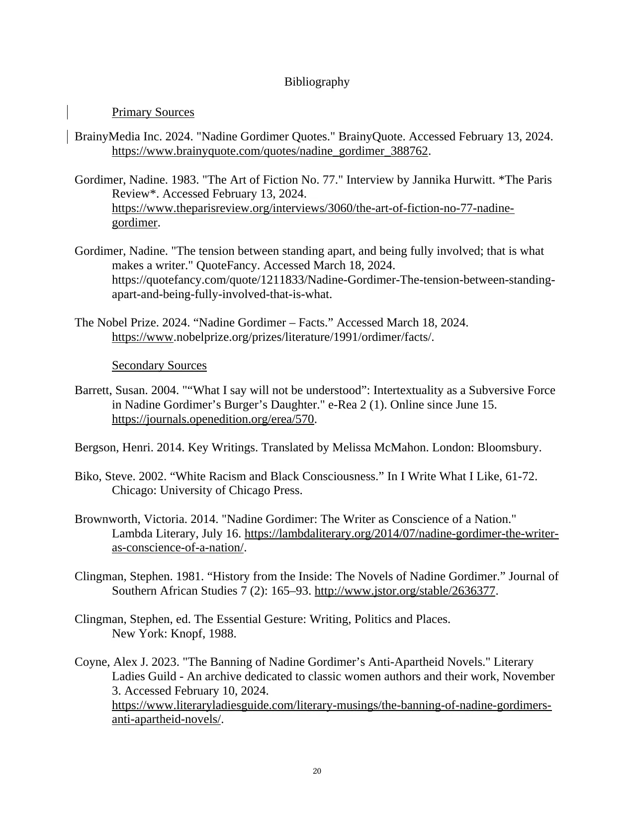 Words as Catalysts: The Indelible Legacy of Nadine Gordimer, page 20 of 21