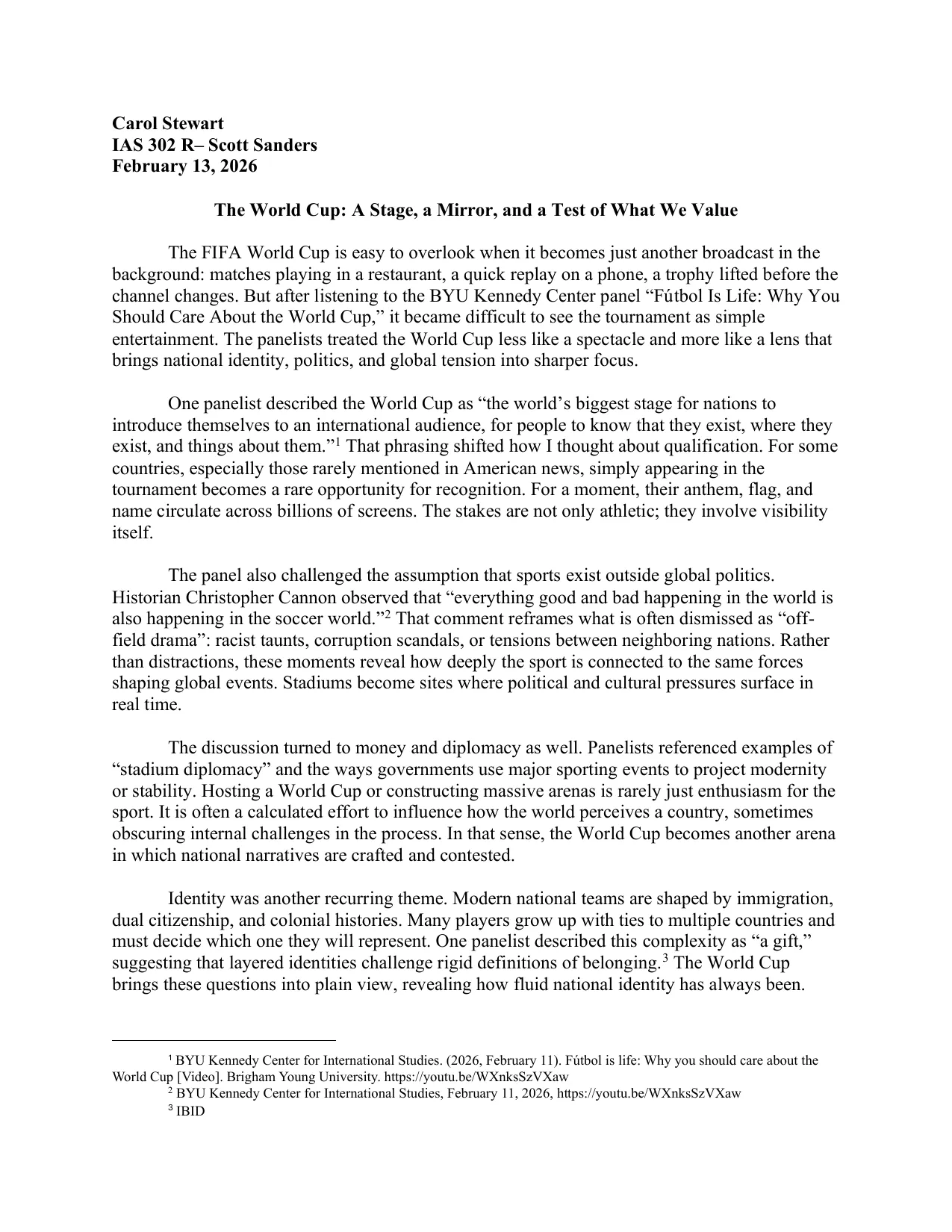 The World Cup: A Stage, a Mirror, and a Test of What We Value, page 1 of 3